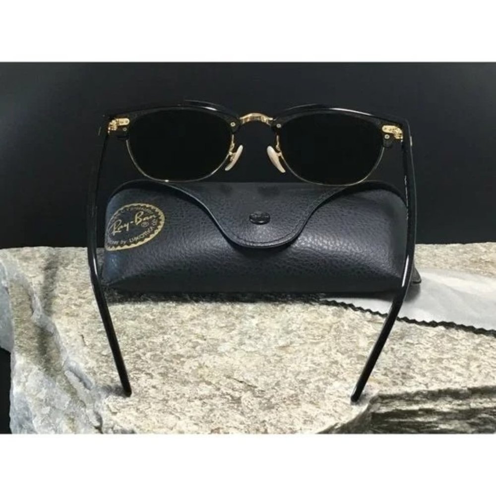 Ray Ban RB3016 Classic Retro Punk Clubmaster Sunglasses Black Gold 51 Summer Fun - Picture 6 of 7